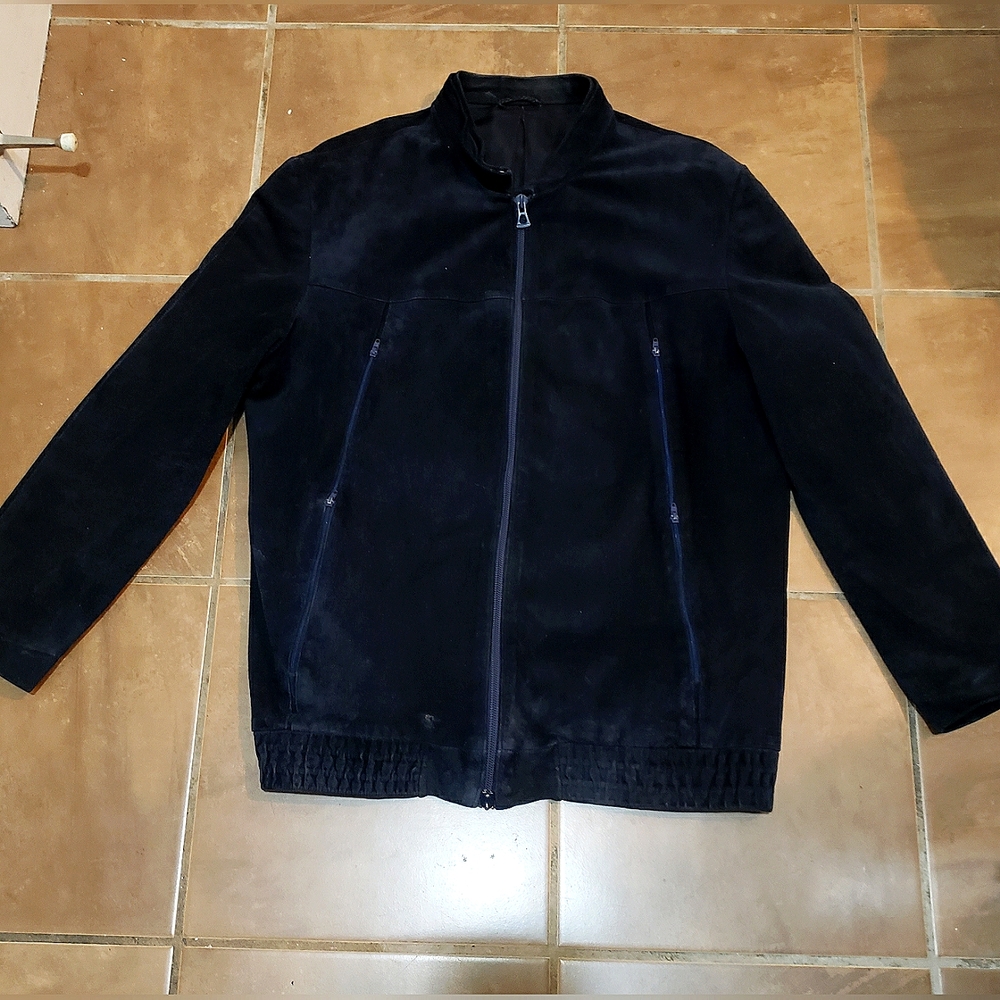 Zilli navy suede bomber jacket